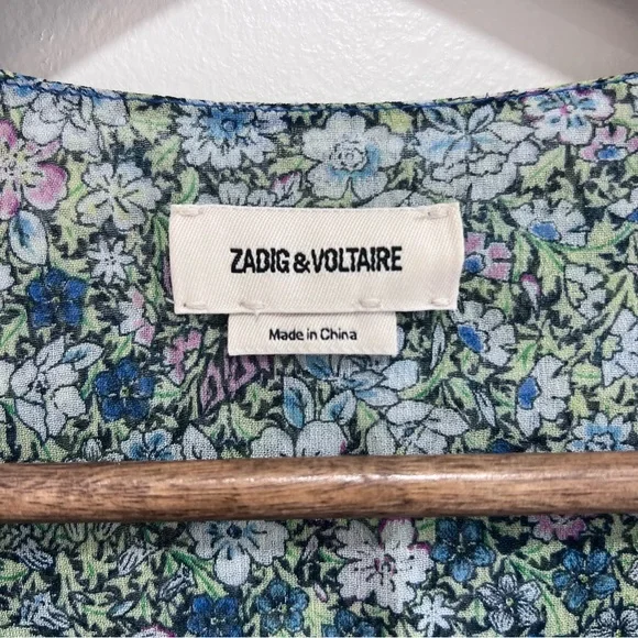 Zadig& Voltaire Betty Mousseline Liberty Garden Floral Wrap Dress, Mini, S - Picture 5 of 15